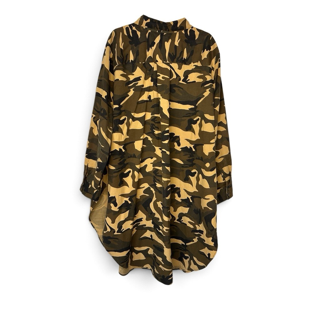 Ashley Stewart Women's Plus Size 24 Camo High-Low Button-Up Tunic Shirt - Picture 2 of 7